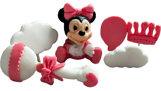 Set 6 decoratiuni comestibile din zahar, Minnie Mouse - Naty Shop 