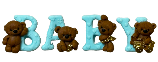 Set 4 decoratiuni comestibile din pasta de zahar, BABY Decoratiuni din Pasta de Zahar Nati Shop