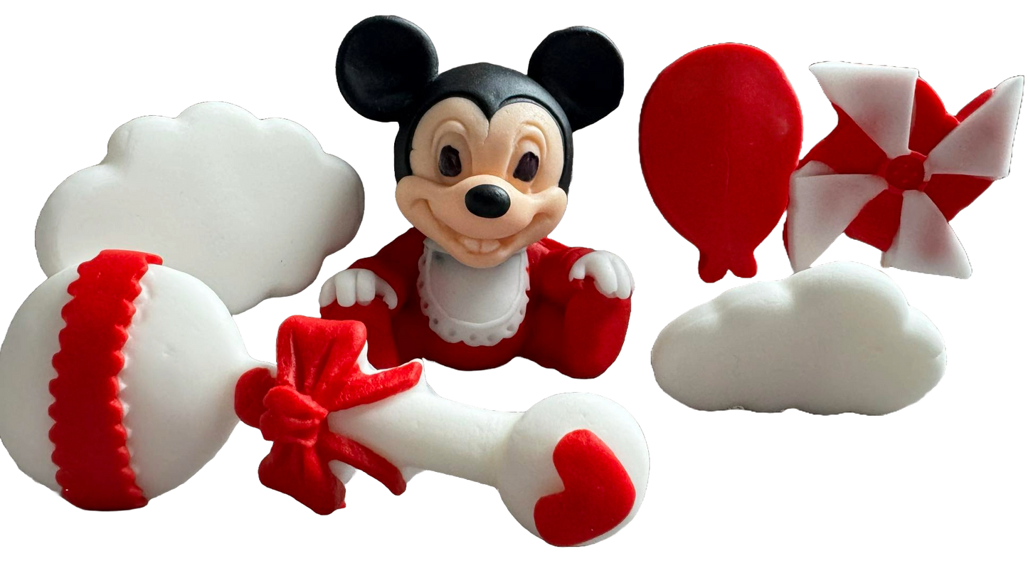 Set 6 decoratiuni comestibile din zahar, Mickey Mouse - Naty Shop 