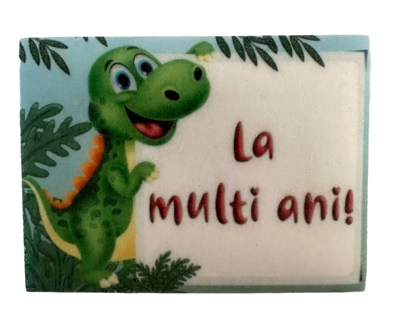 Decoratiune comestibila din zahar, Dinozauri - "La multi ani!" - Nati Shop