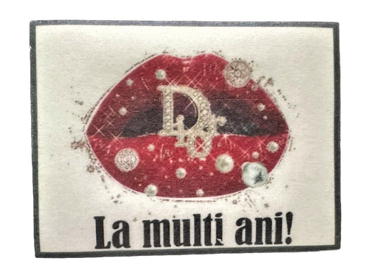 Decoratiune comestibila din zahar, "La multi ani!" - Nati Shop