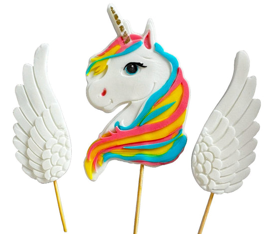 Set 3 decoratiuni comestibile din zahar, Unicorn - Nati Shop